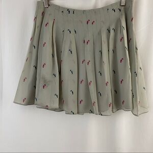 BCBGeneration Gray Skirt Pink & Green Parrot Print